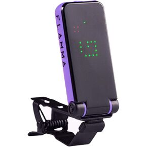 FLAMMA Guitar Tuner Clip On Tuner for Electric Guitar Bass Tuner Ukulele Tuner Power Saving Mode LED Display Metal Clip (Purple)