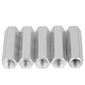 5pcs Long Rod Nut Carbon Steel Hex Coupling Nuts Hexagonal Sleeve Nut M10 Threaded Fasteners (M10x50)