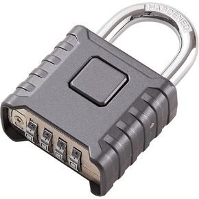 1 Pack disecu Heavy Duty 4 Digit Combination Lock, One Touch Unlocking, Anti-Error Feature, High Security Waterproof Large Outdoor Padlock for School Gym Locker, Fence, Gate, Storage Unit (Grey)