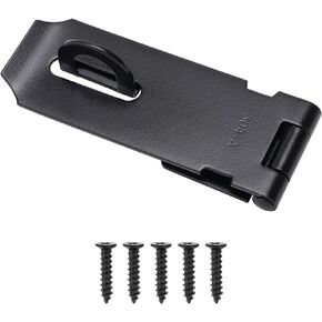 Door Lock Hasp Latch, Thicked Design Latch Lock, Stainless Steel Security Packlock Clasp Hasp Lock Latch for Doors, Black Finish with Screws, 1 Pack(3 Inch)