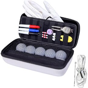 Golf Glove Holder with Removable Golf Glove Shaper Water-Resistant Protective Hard Shell golf bag holder for Phone,Tees, Ball Markers,Repair Tools,Golf Accessories Golf Gifts for Men (Grey)