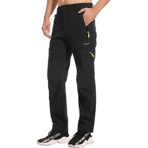 KUTOOK Men's Fleece Lined Softshell Pants Winter Warm Waterproof Windproof Hiking Running Workout with Zipper Pockets S-3XL in Kuwait