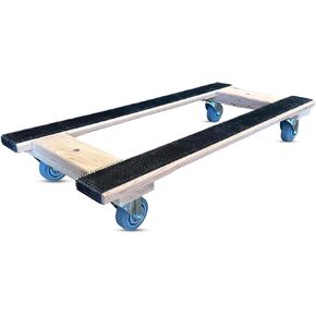 Premium Solid Oak Wooden Furniture H-Frame Dolly for Movers - 18"x40" with Non-Slip Grip & 5" Thermo Rubber Wheels - 1,000 lbs Capacity