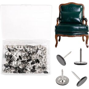 Upholstery Tacks, 170PCS Black Tacks Thumb Tacks Vintage Furniture Tacks Nails Decorative Push Pins for Wood Furniture, Flat Head Dia 11mm
