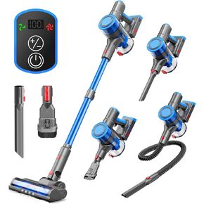 Cordless Vacuum Cleaner - Rechargeable, 35Kpa Stick Vacuum 8 in 1 Lightweight Vacuum Cleaners for Home, Up to 45Mins, Wall Mount Charging Vacuum, Anti-Tangle Brush for Carpet, Hard Floor Deep Blue