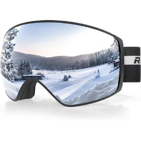 Ski Goggles Pro for Men Women, Magnetic Ski Goggles With Detachable Anti Fog Lens 100% UV Protection OTG Ski Goggles