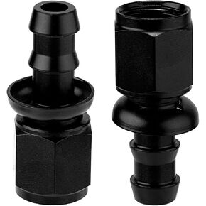 2 Pcs 6AN Push Lock Hose End, Aluminum Alloy Two Stage Barb Straight Push Lock Hose Fitting End for Automobile Fuel Line Modification Connection Rubber Fuel Pipe