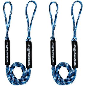 SandShark Anchor Premium Boat Bungee Dock Lines, 2-Pack - Anchor Rope Boat Accessories Marine, Boat Anchor - Stretches 4-5.5 ft, Absorbs Shock, Reduces Pull - Ties to Dock, Cleats, Docks, Pylons