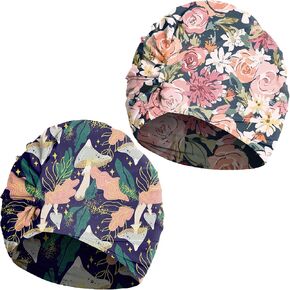 2Pcs Fabric Swim Cap Nylon Cloth Swimming Hat for Women Long Hair Pleated Elastic Comfort Bathing Cap