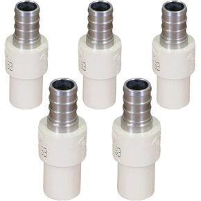 Midline Valve TTDQQ034-OM-5 3/4'' PEX Barb x CPVC Adapter Pipe Fitting; Stainless Steel (Pack Of 5)