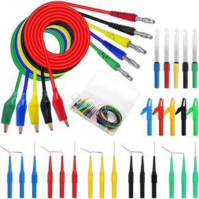 Linkstyle 30PCS Multimeter Test Lead Set, Back Probe Kit, Banana Plug to Crocodile Alligator Clips, Wire Piercing Probes for Electrical Testing