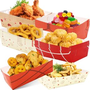 WorldBazaar Basketball Paper Food Trays 60 Pcs Disposable Snack Trays Kids Basketball Party Supplies Birthday Decorations March Madness Sports