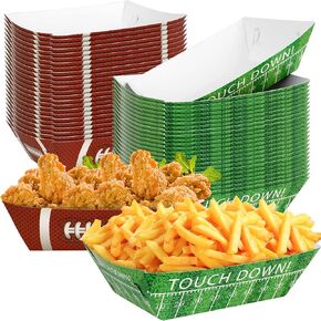 Football Party Decorations,50Pcs Football Party Supplies Football Paper Snack Tray Disposable Party Serving Trays Bowls for Fries Hot Dog Football Birthday Party Superbowl Party Decorations