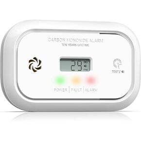 Jemay Carbon Monoxide Detector Alarm, CO Detector with Digital LCD Display, Replaceable Battery Carbon Monoxide Detectors for Home and Depot, 3 LED Lights Carbon Monoxide Alarm, 1-Pack