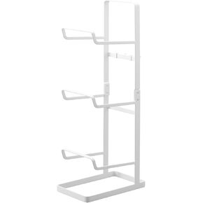 Yamazaki Home Tower Steel Storage Rack For Yoga Mats & Foam Rollers - Includes Hooks For Fitness Accessories - Steel