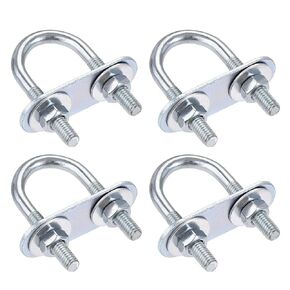 4 Sets M6 Round U Bolts, 20mm Inner Width 50mm Length Steel U Bolts with Nut, Plate, Washer for Attaching Pipe, Conduit, Cable, Tube, Brackets, Boat and Trailer