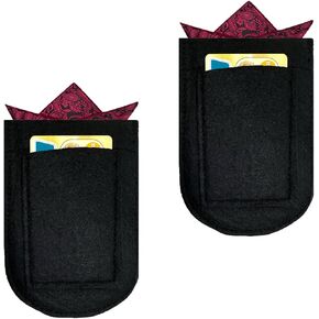 2 Pack Pocket Square Holder Soft Fibre Pocket Square Holder Keeper for Men's Suit/Blazer/Coat Handkerchief