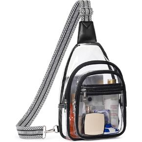 3 Pockets Clear Bag for Stadium Events Large Clear Sling Crossbody Backpack Fanny Pack Concert Purses for Women Men