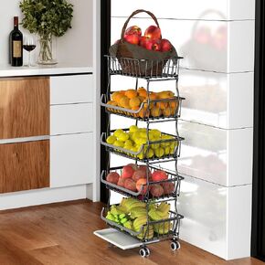 Metal Display Stand Snack Rack Fruit Storage Shelf for Kitchen, Office, Store, Basement, 5-Tier Portable Chip Storage Rack for Organization and Tidy