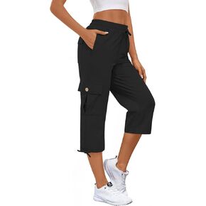 Bestbee Cargo Capris Hiking Pants for Women, Lightweight Quick Dry Outdoor Athletic Travel Casual Trousers with 6 Pockets