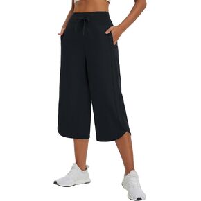 BALEAF Women's Capri Pants Running Athletic Wide Leg Plus Size UPF 50+ Hiking Workout Pants Quick Dry Casual Loose