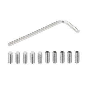 PATIKIL M6x16mm Nylon Tip Grub Screw, 10pcs 304 Stainless Steel Metric Hex Socket Head Cup Point Bolt Anti Slip Internal Hex Drive Hardware with l Key Wrench
