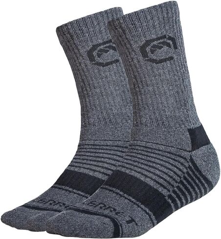 Merino Wool Crew Sock, Grey/Black, Winter Hiking Sock, Perfect for Winter Photography Adventures in Saudi Arabia