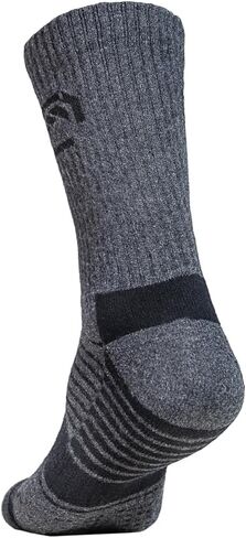 Merino Wool Crew Sock, Grey/Black, Winter Hiking Sock, Perfect for Winter Photography Adventures in Saudi Arabia