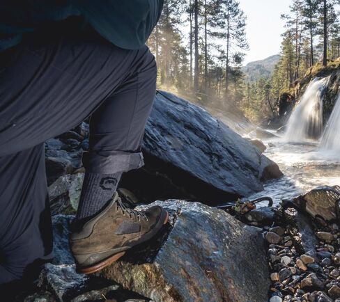 Merino Wool Crew Sock, Grey/Black, Winter Hiking Sock, Perfect for Winter Photography Adventures in Saudi Arabia