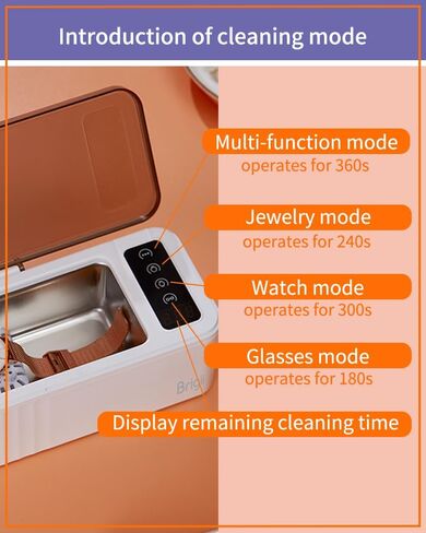 Brigii Ultrasonic Jewelry Cleaner, 15oz Sonic Cleaner with Digital Timer, 4 pre-Set Cleaning Modes for Eyeglasses, Rings, Earrings, Coins, Tools, Dentures-White in Saudi Arabia
