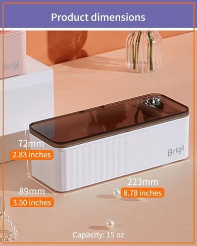 Brigii Ultrasonic Jewelry Cleaner, 15oz Sonic Cleaner with Digital Timer, 4 pre-Set Cleaning Modes for Eyeglasses, Rings, Earrings, Coins, Tools, Dentures-White in Saudi Arabia