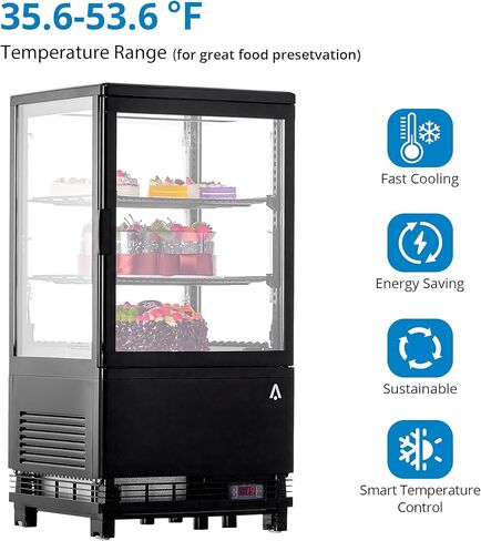 2.0 قدم مكعب. حافظة عرض مبردة على سطح الطاولة، ثلاجة معجنات تجارية مزودة بإضاءة LED وتبريد الهواء، ومخابز ومقاهي ومطاعم، وتتميز بباب منزلق خلفي لسهولة الوصول إليها وخالية من الصقيع in Kuwait