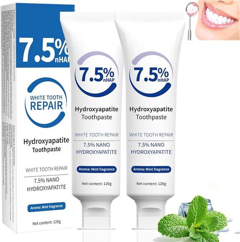 2pcs معجون أسنان هيدروكسيباتيت ، معجون أسنان هيدروكسيباتيت لحماية المينا وتعزيز الأسنان ， صيغة خالية من الفلورايد ، النعناع اللطيف ، التنفس الطازج in Kuwait