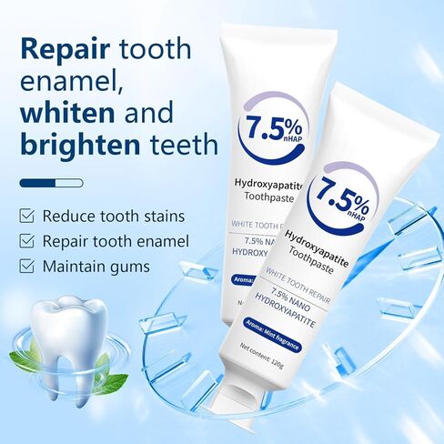 2pcs معجون أسنان هيدروكسيباتيت ، معجون أسنان هيدروكسيباتيت لحماية المينا وتعزيز الأسنان ， صيغة خالية من الفلورايد ، النعناع اللطيف ، التنفس الطازج in Kuwait