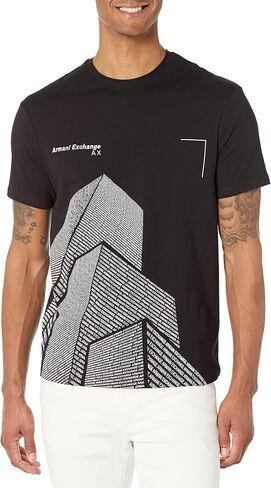 Armani Exchange Men's Building Outline Embroidered Logo T-Shirt in Saudi Arabia