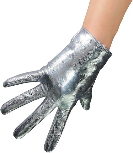 DooWay Women's Short Leather Gloves Faux Patent Leather PU Wrist Length Wet Look Evening Party Shiny White 21cm in Saudi Arabia