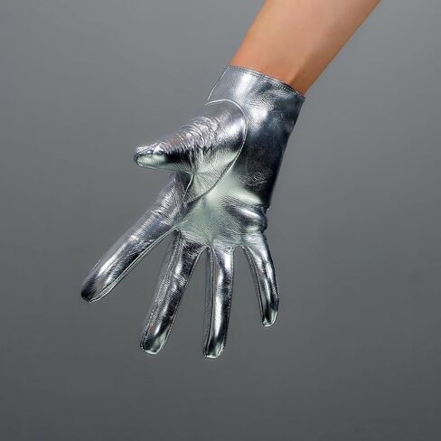 DooWay Women's Short Leather Gloves Faux Patent Leather PU Wrist Length Wet Look Evening Party Shiny White 21cm in Saudi Arabia