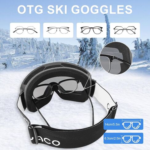 Ryaco Ski Snowboard Goggles, OTG Anti-Fog,100% UV Protection Spherical Frameless Snow Goggles, for Men Women Youth Adult in Saudi Arabia