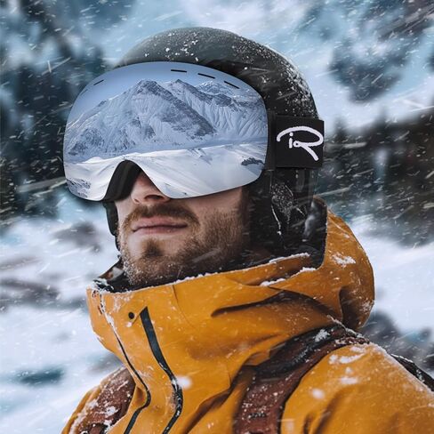 Ryaco Ski Snowboard Goggles, OTG Anti-Fog,100% UV Protection Spherical Frameless Snow Goggles, for Men Women Youth Adult in Saudi Arabia