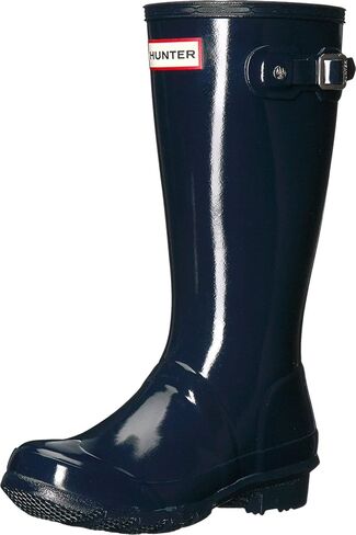 Hunter® Original Kids' Gloss Rain Boots for Kids – Knee High Design – Cushioned Footbed – Nylon Lining Black 3 Little Kid M in Saudi Arabia