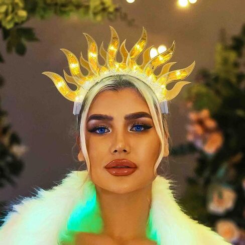 DRESBE Light Up Headband LED Fire Headbands Flame Hair Hoop Party Prom Rave Hair Accessories for Women (Colorful Light) in Saudi Arabia