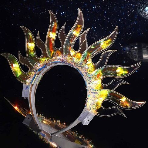 DRESBE Light Up Headband LED Fire Headbands Flame Hair Hoop Party Prom Rave Hair Accessories for Women (Colorful Light) in Saudi Arabia