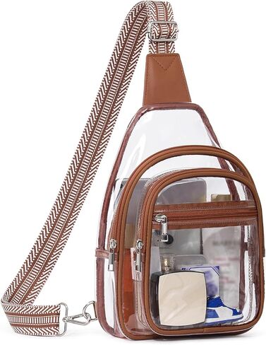 3 Pockets Clear Bag for Stadium Events Large Clear Sling Crossbody Backpack Fanny Pack Concert Purses for Women Men in Saudi Arabia