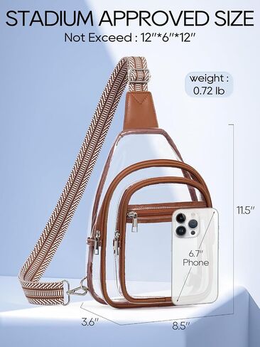 3 Pockets Clear Bag for Stadium Events Large Clear Sling Crossbody Backpack Fanny Pack Concert Purses for Women Men in Saudi Arabia
