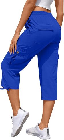 بنطال Bestbee Cargo Capris للتنزه سيرًا على الأقدام للنساء، خفيف الوزن وسريع الجفاف في الهواء الطلق، بنطال كاجوال رياضي للسفر مع 6 جيوب in Kuwait