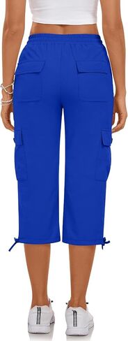بنطال Bestbee Cargo Capris للتنزه سيرًا على الأقدام للنساء، خفيف الوزن وسريع الجفاف في الهواء الطلق، بنطال كاجوال رياضي للسفر مع 6 جيوب in Kuwait