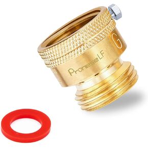 1 Pack Lead-Free Brass 3/4" Inch MHT Hose Bibb Connector Backflow Preventer Vacuum Breaker,Check Valve For Garden Spigot RV Hose Connection,Anti-Siphon Fitting