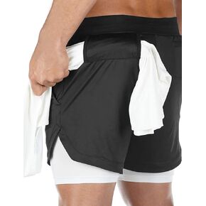 DIOTSR Mens 2 in 1 Running Workout Shorts Lightweight Athletic Gym Shorts with Pockets