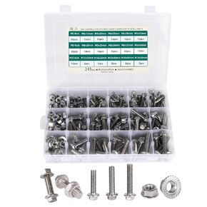245 PCS M6 M8 M10 Heavy Duty Flanged Bolts and Nuts, Flanged Hex Screws Nuts Kit, 304 Stainless Steel Serrated Nuts and Bolts, Flange Metric Bolt Assortment, 15 Sizes Hex Bolts Nuts