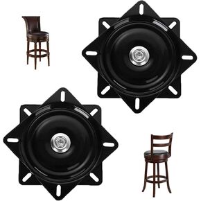 2 Pack 6 Inch Heavy Duty Bar Stool Swivel Replacement, 400lbs Capacity Swivel Mechanism Plate for Furniture, Seat Swivel Base Bar Stool Swivel Mount Plate, Ball Bearing Swivel Boat Seat, Black